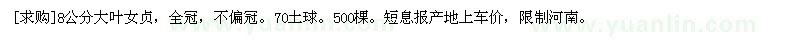 求購8公分大葉女貞