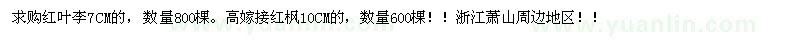 求購(gòu)紅葉李7CM的，高嫁接紅楓10CM的 