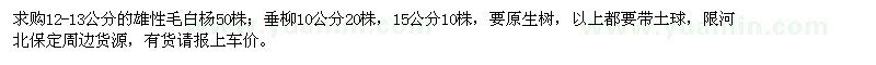 求購毛白楊、垂柳