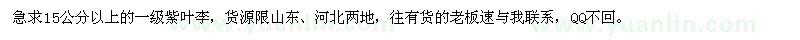 求購15公分以上的一級(jí)紫葉李