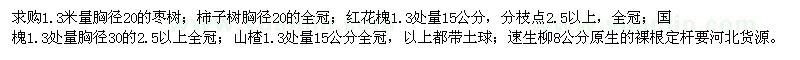 求購棗樹、柿子樹、紅花槐、國槐、山楂、速生柳