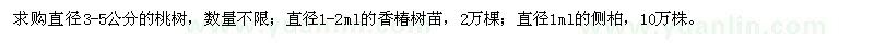 求購桃樹、香椿、側(cè)柏