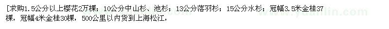 求購櫻花、中山杉、池杉、落羽杉、水杉、金桂