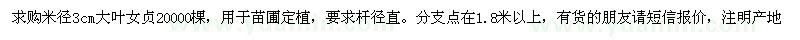 求購米徑3cm大葉女貞