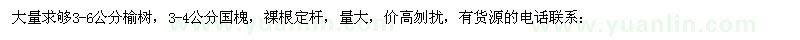 求購3-6公分榆樹　3-4公分國槐
