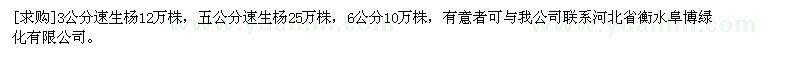求購3公分速生楊，五公分速生楊，6公分