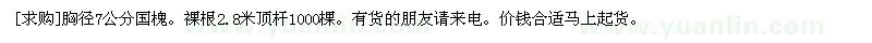 求購胸徑7公分國槐。裸根2.8米頂桿
