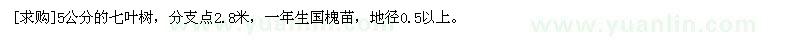 求購5公分的七葉樹，一年生國槐苗