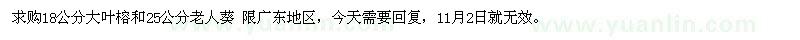求購廣東地區(qū)大葉榕和老人葵