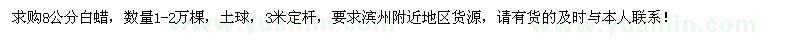 求購8公分白蠟1-2萬棵
