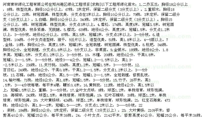 求購二喬玉蘭 重陽木 白蠟 雪松 櫻花 桂花 枇杷 金銀木 木槿