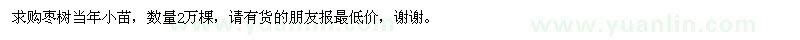 求購棗樹當年小苗