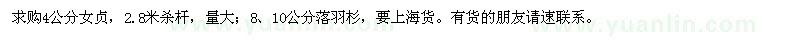 求購女貞,落羽杉