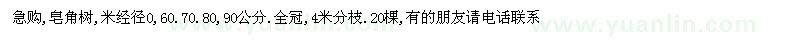 求購(gòu)皂角樹,米徑50,60.70.80,90公分 
