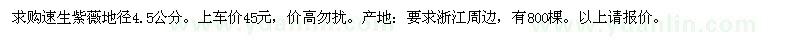 求購(gòu)速生紫薇地徑4.5公分。上車價(jià)45元，價(jià)高勿擾