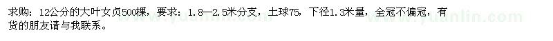 求購(gòu)12公分的大葉女貞500棵 