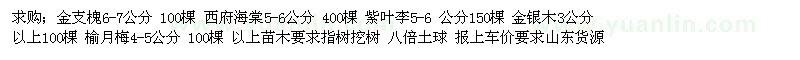 求購金支槐 西府海棠 紫葉李 