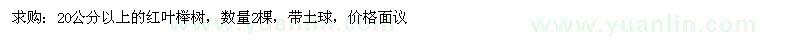 求購20公分以上的紅葉櫸樹