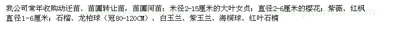 求購大葉女貞、櫻花、紫薇、紅楓