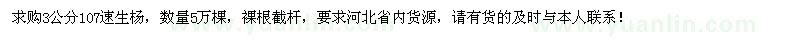 求購3公分107速生楊5萬棵