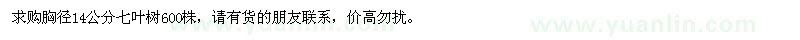 求購胸徑14公分七葉樹