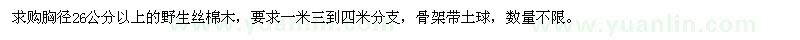 求購(gòu)26公分以上的野生絲棉木
