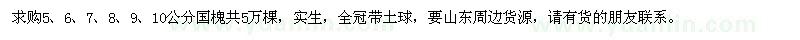 求購5-10公分國槐5萬棵