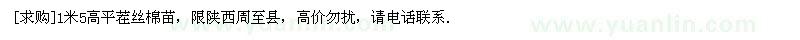 求購(gòu)1米5高平茬絲棉苗