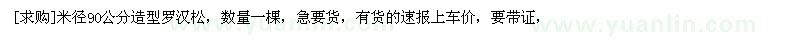 求購米徑90公分造型羅漢松，數(shù)量一棵
