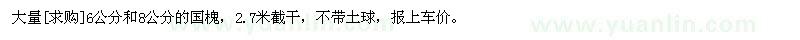 求購大量6公分和8公分的國槐，2.7米截干