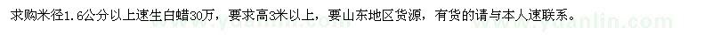 求購米徑1.6公分以上速生白蠟30萬