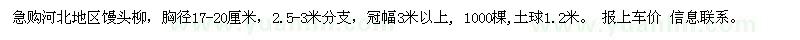 求購河北地區(qū)饅頭柳，胸徑17-20厘米
