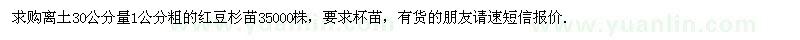 求購(gòu)離土30公分量1公分粗的紅豆杉苗35000株