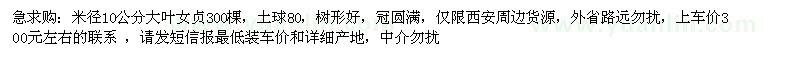 求購米徑10公分大葉女貞300棵 