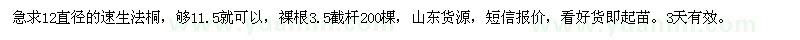 求購(gòu)12速生法桐 
