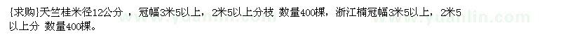 求購(gòu)天竺桂米徑12公分 數(shù)量400棵