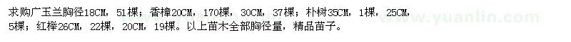 求購廣玉蘭,香樟,樸樹,紅櫸