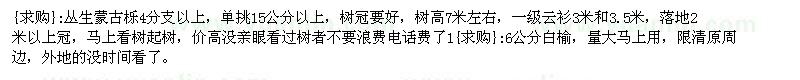 求購叢生蒙古櫟4分支以上，單挑15公分以上