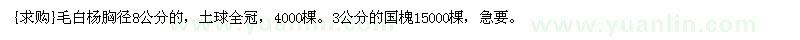 求購毛白楊 國槐