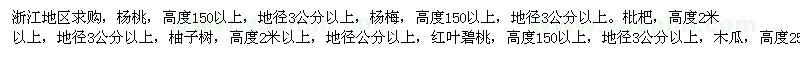 求購(gòu)楊桃 楊梅 枇杷 柚子樹(shù) 紅葉碧桃 木瓜（浙江