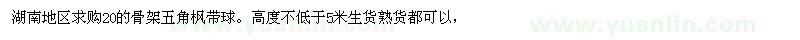 求購湖南地區(qū)20的骨架五角楓帶球