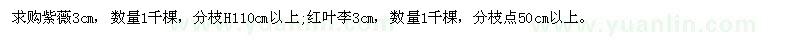 求購(gòu)紫薇、紅葉李，各要一千棵