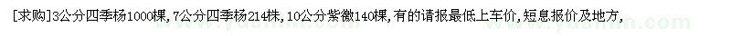 求購3公分四季楊,7公分四季楊,10公分紫徼
