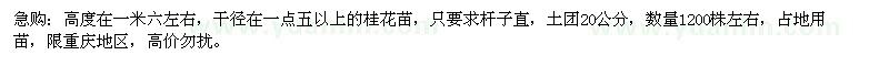 求購桂花苗 數(shù)量1200株左右