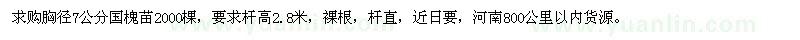 求購胸徑7公分國槐苗