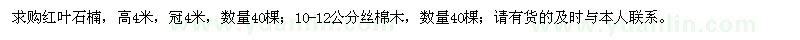 求購紅葉石楠、絲綿木各40棵