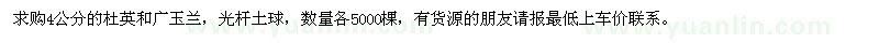 求購杜英、廣玉蘭