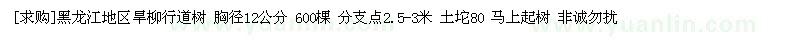求購旱柳行道樹 胸徑12公分