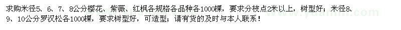 求購櫻花、紫薇、紅楓、羅漢松