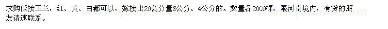 求購低接玉蘭